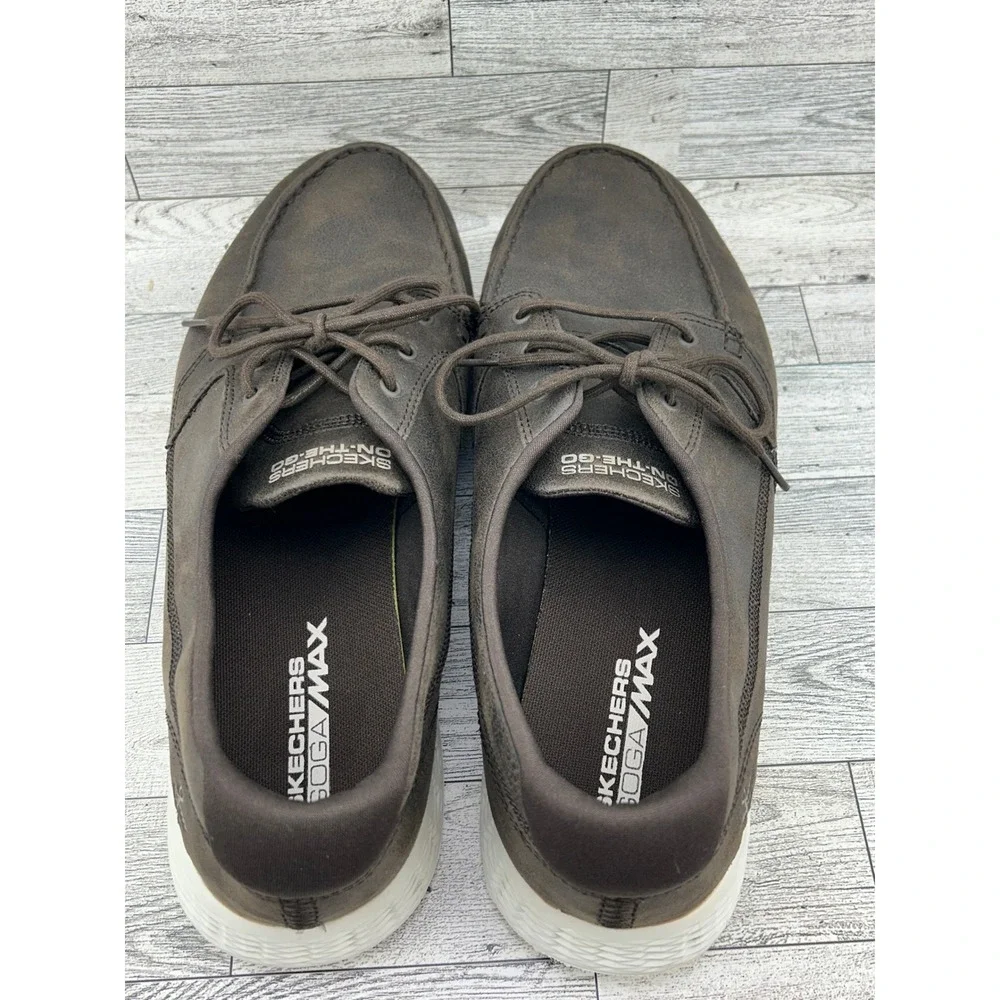 Skechers On-The-Go Men 12 Chocolate Brown Boat Shoes Loafers 53801 Goga Max